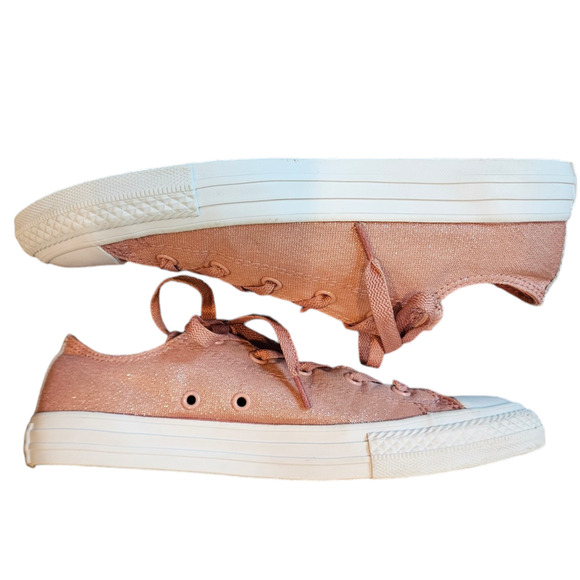Converse Chuck Taylor All Star Ox Rust Pink Sparkles Junior Size 4 - Picture 7 of 10